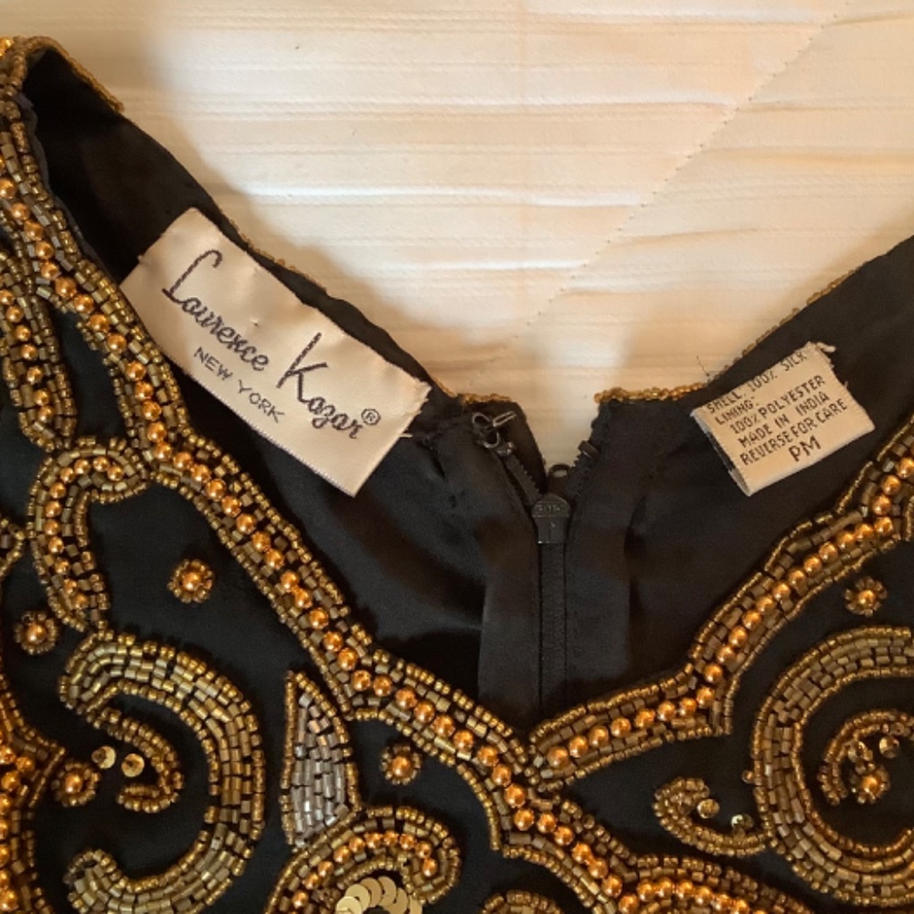 Vintage Laurence Kazar Black Beaded Cocktail Dress - Picture 3 of 11